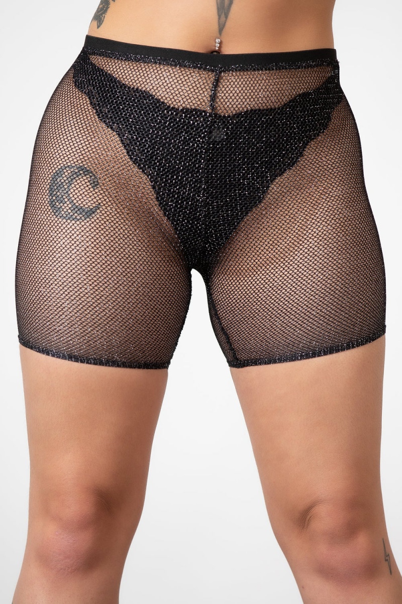 Killstar Synth Sigil Fishnet Bike Kurzes Unterteile Damen Schwarz | KLZ268419