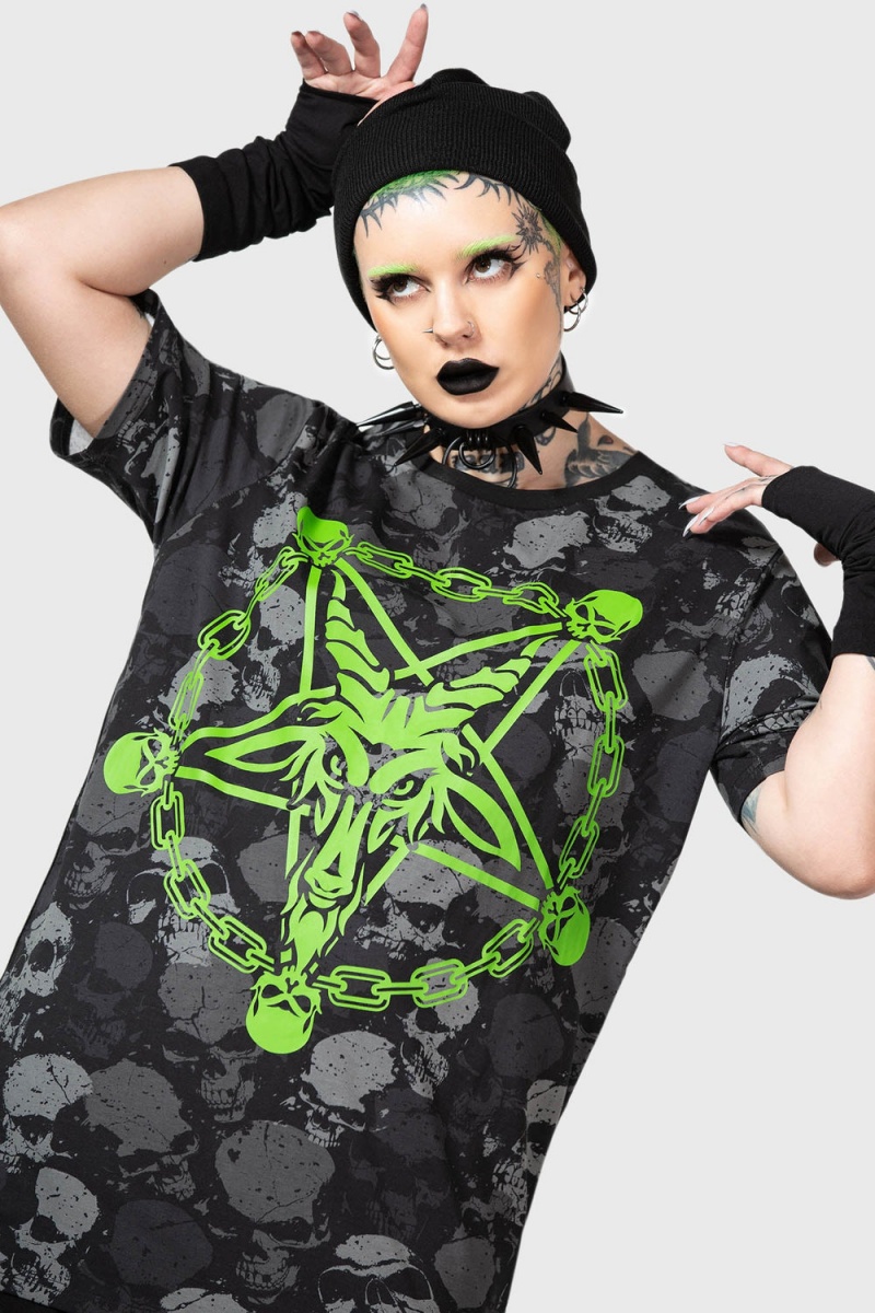 Killstar Tzompantli T Shirt Oberteile Damen Schwarz | HYA354198