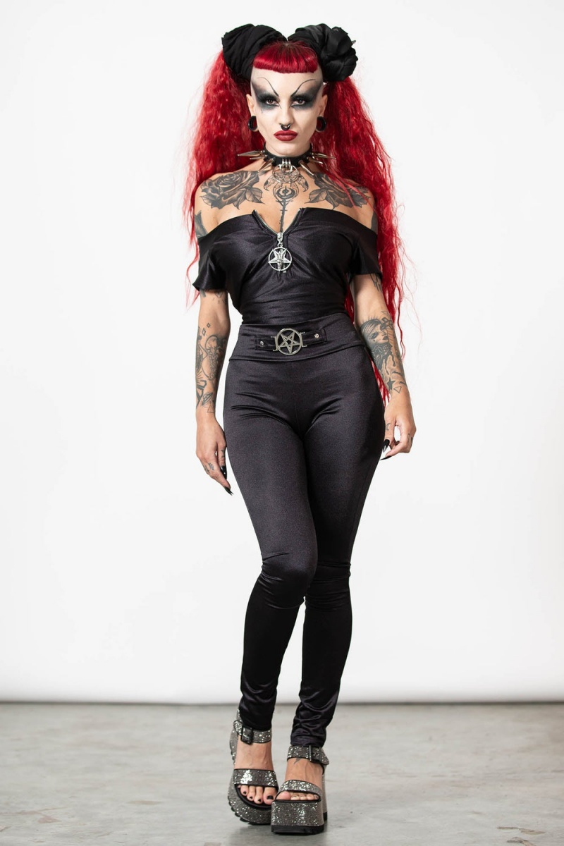Killstar Vervain Top [B] Oberteile Damen Schwarz | TKI925786