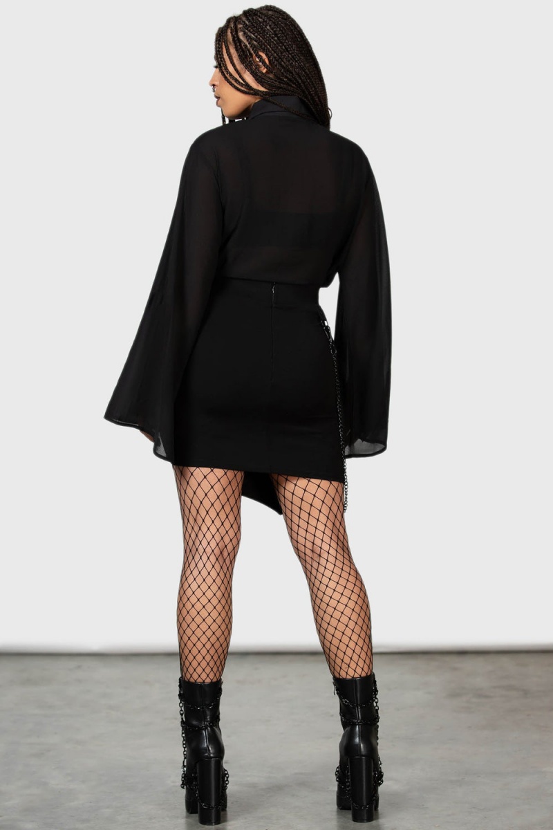 Killstar Viki Asymmetric Skirt Unterteile Damen Schwarz | ALU916485