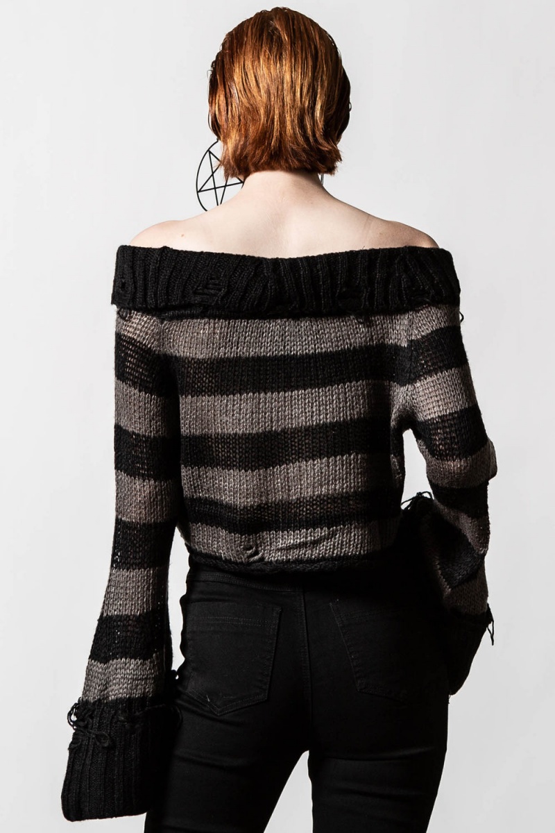 Killstar Visage Knit Pullover Oberteile Damen Grau | QRU913706