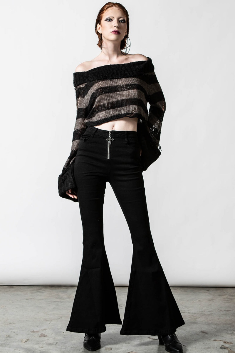 Killstar Visage Knit Pullover Oberteile Damen Grau | QRU913706