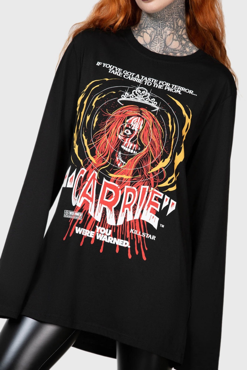 Killstar Warned Long Sleeve Top Oberteile Damen Schwarz | OPQ712860