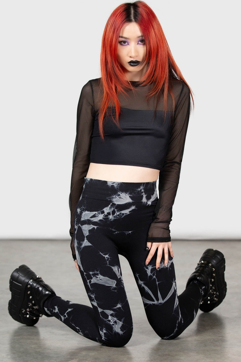 Killstar Wasteland Woods Leggings Sportbekleidung Damen Schwarz | FRY846120