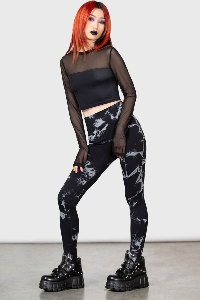 Killstar Wasteland Woods Leggings Unterteile Damen Schwarz | SLX190348