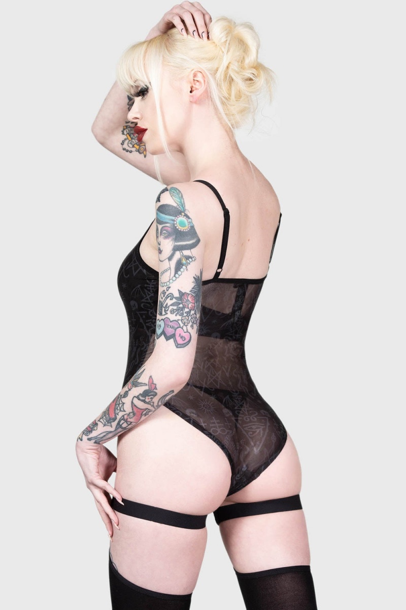 Killstar Your High-Priestess Bodysuit Unterwäsche Damen Schwarz | AYL647319