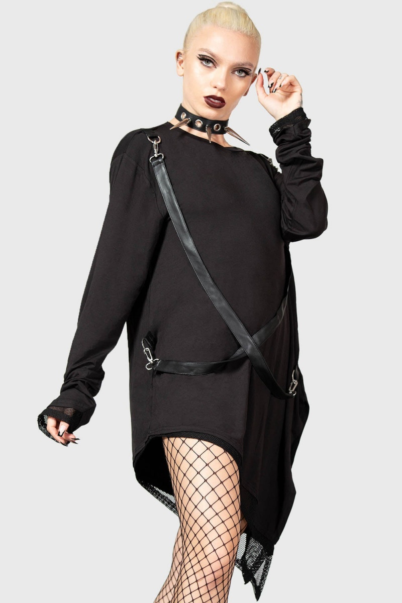 Killstar Zombie Clown Top Oberteile Damen Schwarz | PMO428901